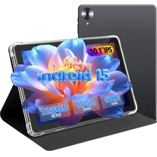 2026 Android 15 Tablet 10.1 Inch, 18GB RAM 128GB, Tablet for Adults, Gray