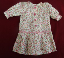 ROBE  TISSU FLEURI ET CROQUET  POUR POUPEE ANCIENNE