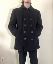 Brooks Brothers double-breasted plaid U.S. Navy wool pea coat Men s Medium