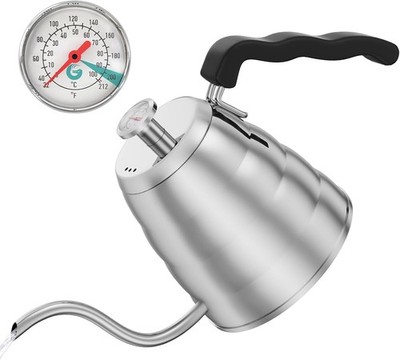 Coffee Gator Gooseneck Kettle with Thermometer - 40oz Premium Stainless Steel Po