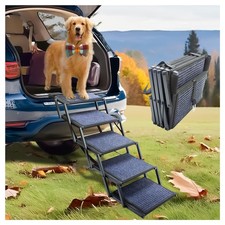 Dog Ramp for Car Truck and SUV Dog Stairs for Large Dogs Folding Pet Stairs w...