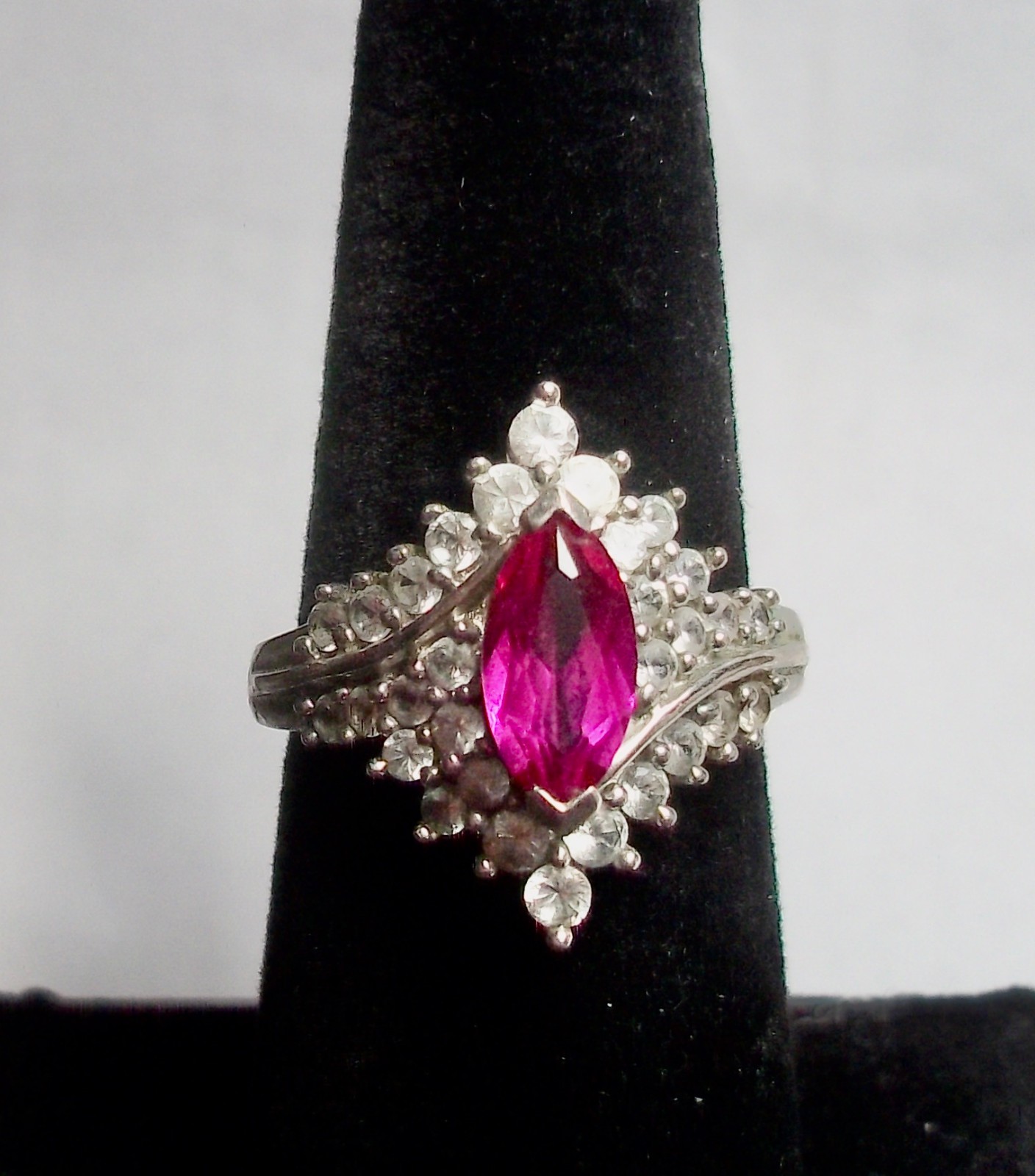 STUNNING - STERLING SILVER - SIMULATED RUBY RING … - image 1