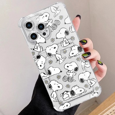 Cute Snoopy Card Slot Case for iPhone 17 16 15 14 Pro Max Cover