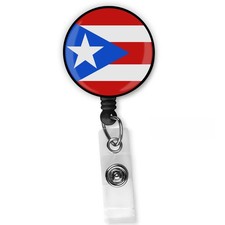 Puerto Rico Flag Badge Clip Support Rican Holder ID Reel Lanyards Name Card