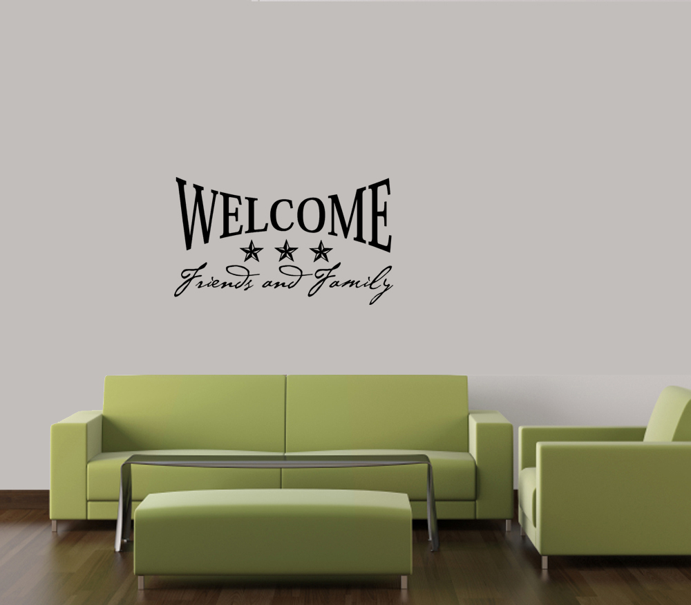 WELCOME FRIENDS & FAMILY VINYL LETTERING WALL ART VINYL DECOR HOME ...