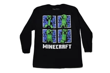 Minecraft Youth Boys Minecraft Creeper Long Sleeve Black Shirt New XXS-XL