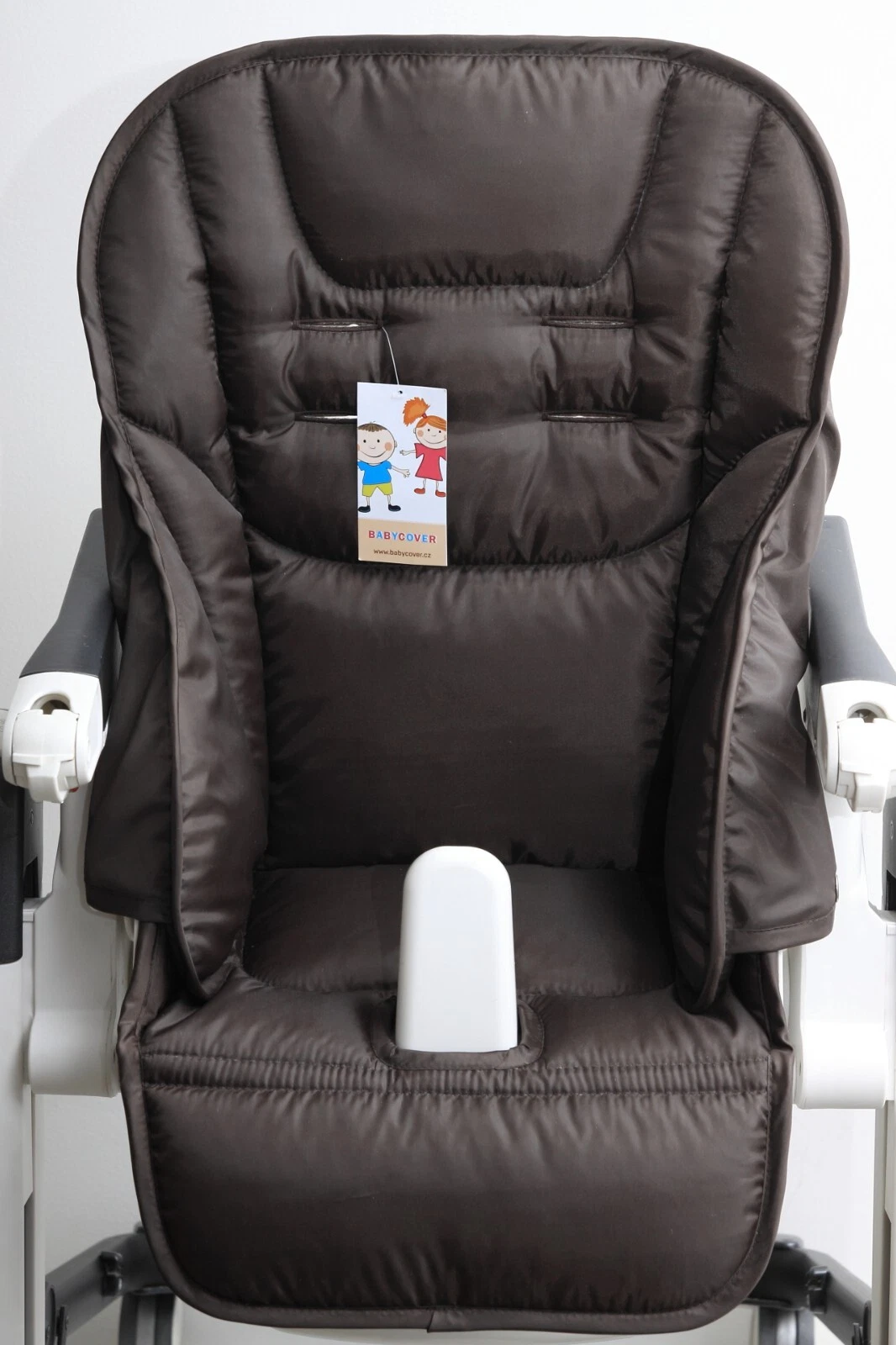 The dark brown Joovy FooDoo high chair cover.