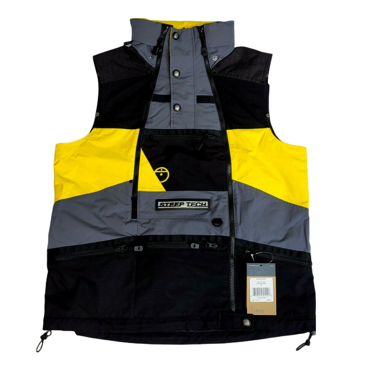 The North Face Mens Medium Steep Tech Full Zip Apogee Vest Yellow Black