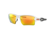 Oakley Men's OO9188 Flak 2.0 XL Rectangular Sunglasses, Polished White/Fire Irid
