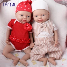 IVITA 15" Cute Silicone Reborn Baby Newborn Full Body Silicone Infant Doll