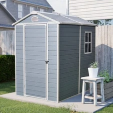 6x4ft Outdoor Resin Storage Shed plastic shed with floor and lockable door 