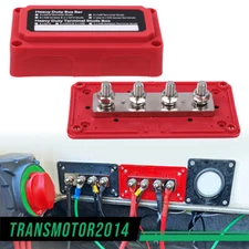 Heavy Duty 4 Way Bus Bar/Power Distribution Box Terminal Studs 300A 48V DC Red 