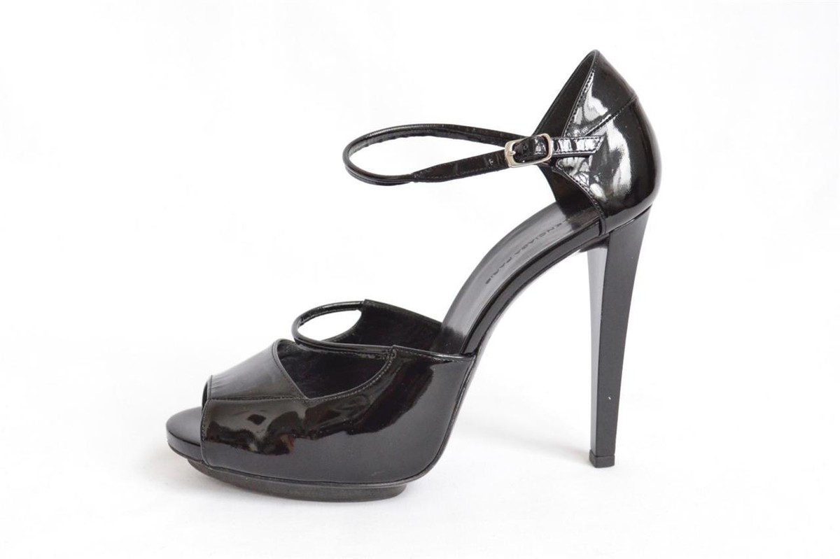 【BALENCIAGA】Tie Strap Heels Black BALENCIAGA Black Patent Platform Open-Toe Ankle Strap High