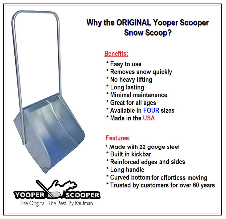 ORIGINAL Yooper Scooper Snow Scoop Large Metal Shovel Size LARGE 24