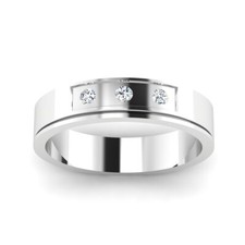 0.18 Ct Round Natural Diamond Engagement Men's Band 14K White Gold Ring Size 10