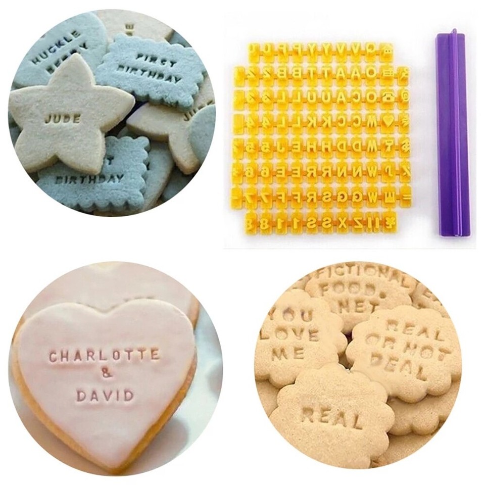 Alphabet Letter Number Cookie Press Stamp Embosser Round Cutter
