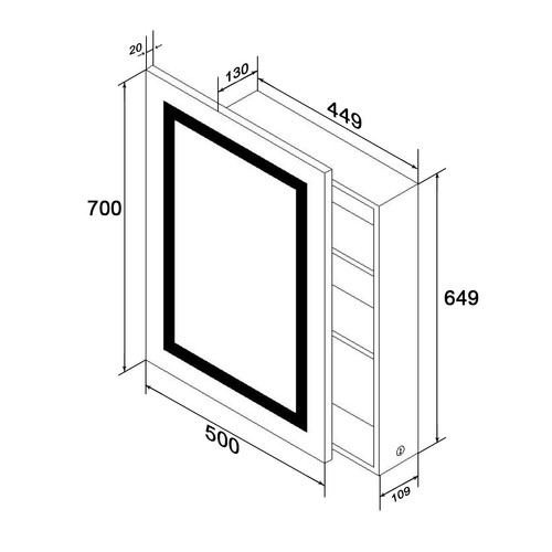 Spiegelschrank Hochglanz Badezimmerspiegel Badschrank mit LED-Beleuchtung 70x50 - Bild 6 von 12
