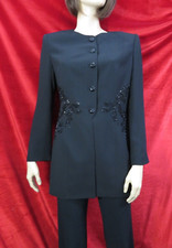 Frank Usher Vtg Black Tailored Sequin Occasional Jacket Uk 12 & Joseph Trouser M
