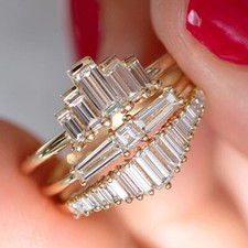3 Styles Charm Women Gold Plated Wedding Rings Cubic Zirconia Jewelry Size 6-10