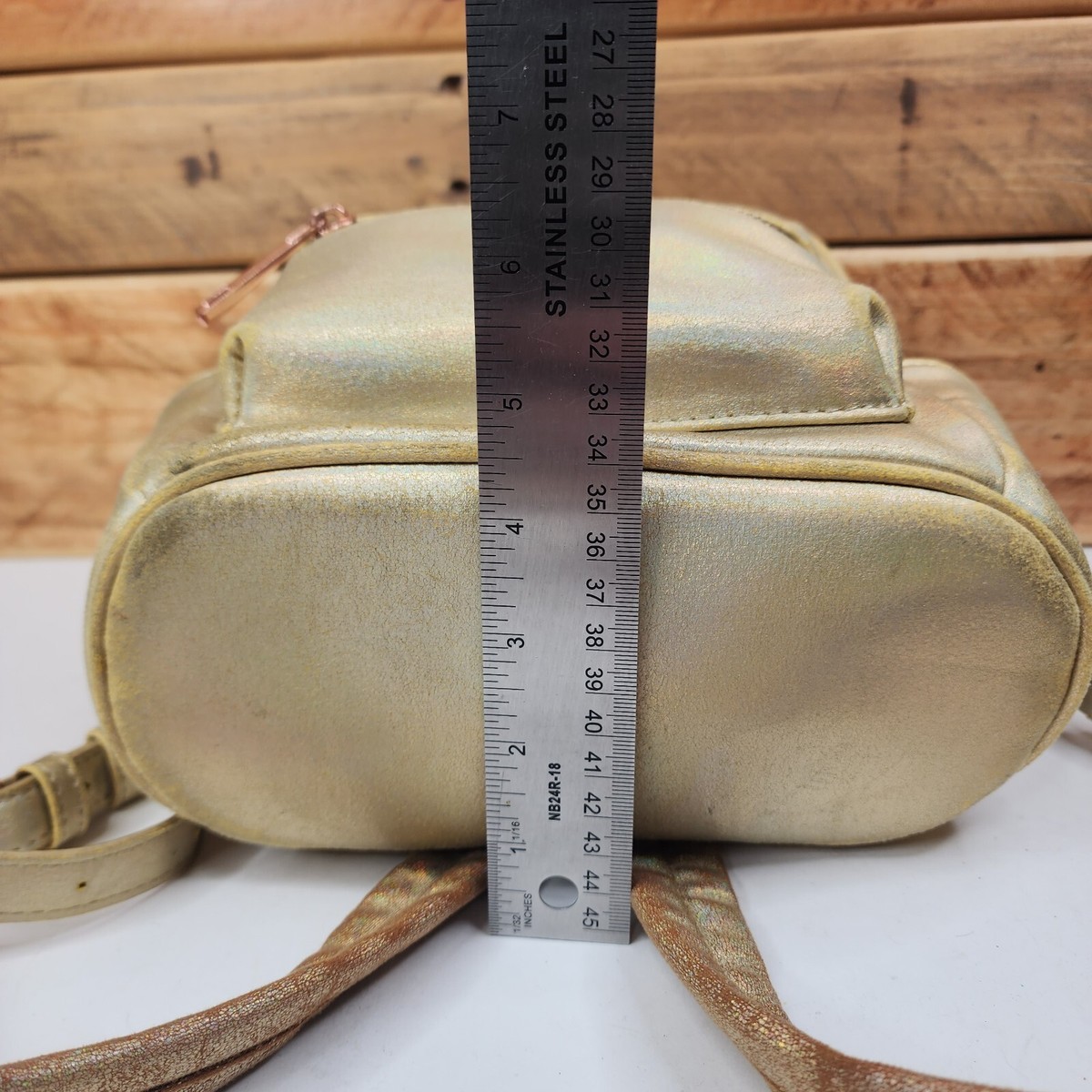 Free People Josie Mini Backpack Metallic Gun Metal Dusty Gold Free People Metallic Gold Mini Backpack Book Bag | eBay main image 3