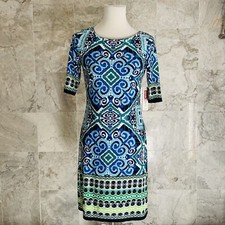 NWT Eliza J Blue Green Paisley Shift Dress 2