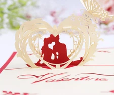 3D Card Pop Up Card Greeting Card LOVE Wedding Kiss Valentines Anniversary Teamo