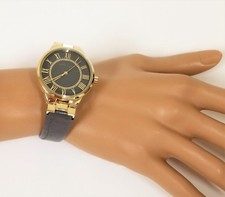 NEW ANNE KLEIN GOLD TONE,GRAY CROC LEATHER BACKING,ROMAN NUMERALS WATCH AK/2612