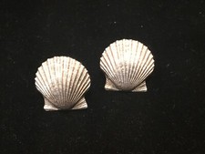 AUTHENTIC SIGNED TOUCHO STERLING SILVER TEXTURED SHELL EARRINGS NO RESERVE