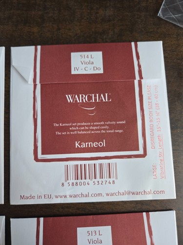 Warchal Karneol Viola String Set 15"-15 3/4" String A, C, D, & G-NEW - Picture 8 of 14