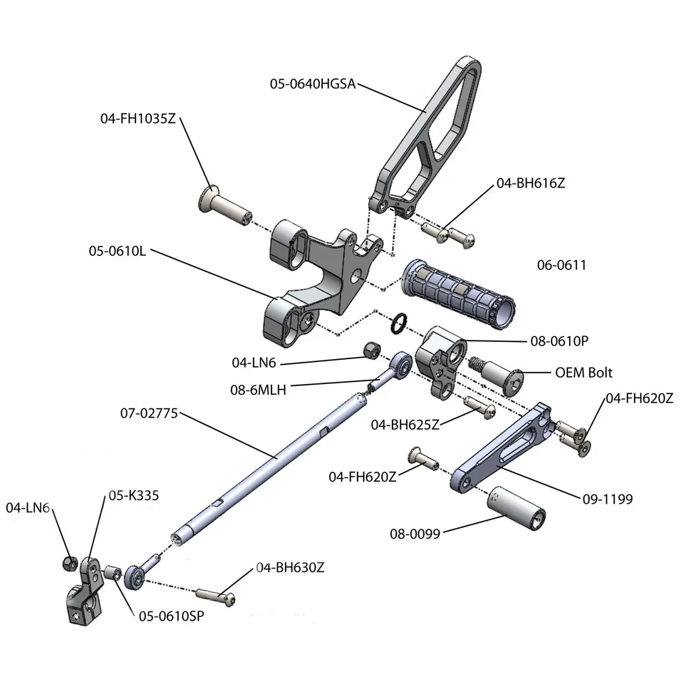 JUEGO TRASERO/ESCALERAS DUCATI 2002-2003 998R/998S WOODCRAFT RACING - KIT ESTÁNDAR Foto 4 de 4