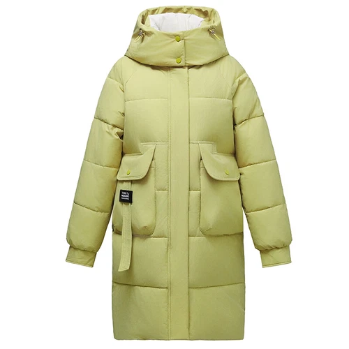 Mujeres Abrigo Cálido Suelto Largo Con Capucha Algodón Invierno Acolchado Parka Informal Prendas de abrigo Talla - Imagen 4 de 29