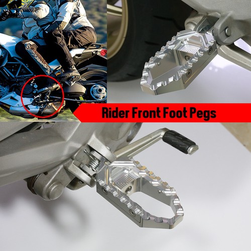 TRC Rider Front Silver Wide Touring Foot Pegs For MV Agusta 1078RR Brutale 2008+ - Picture 3 of 10