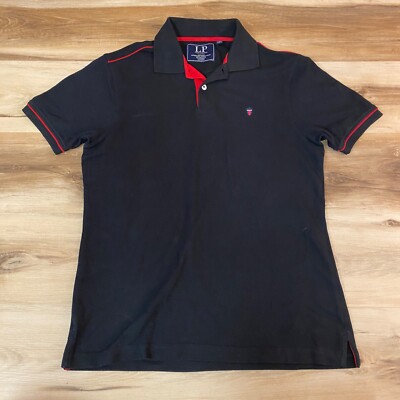 LP Louis Philippe Polo Shirt Mens Large Black Pique Short Sleeve Logo