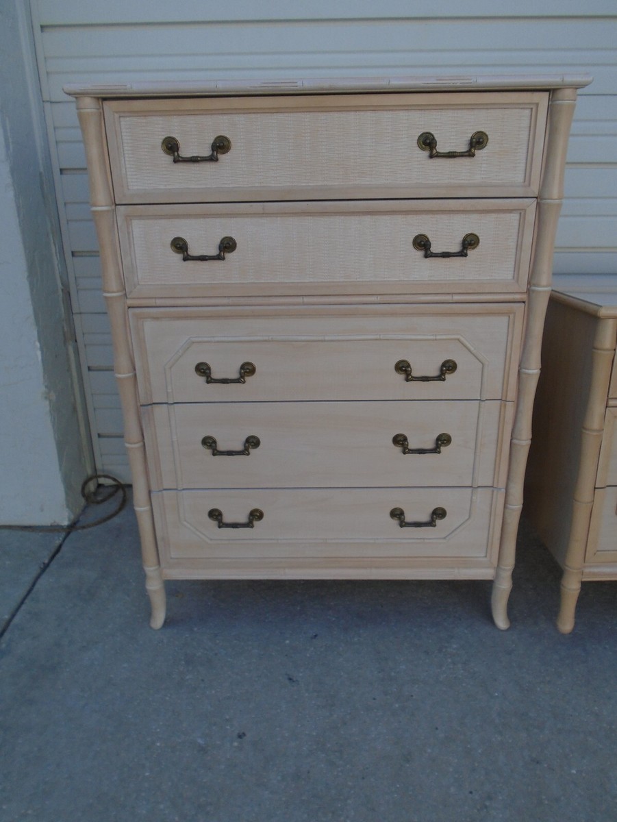 Handle Pull Drawer Broyhill Faux Bamboo Dresser Regency