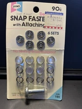 Vintage Dyno Decorative Pearlized Button Snap Fasteners 6 Sets W/ Tool NOS Card
