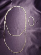 Sterling Silver Long Chain Necklace Bracelet Set