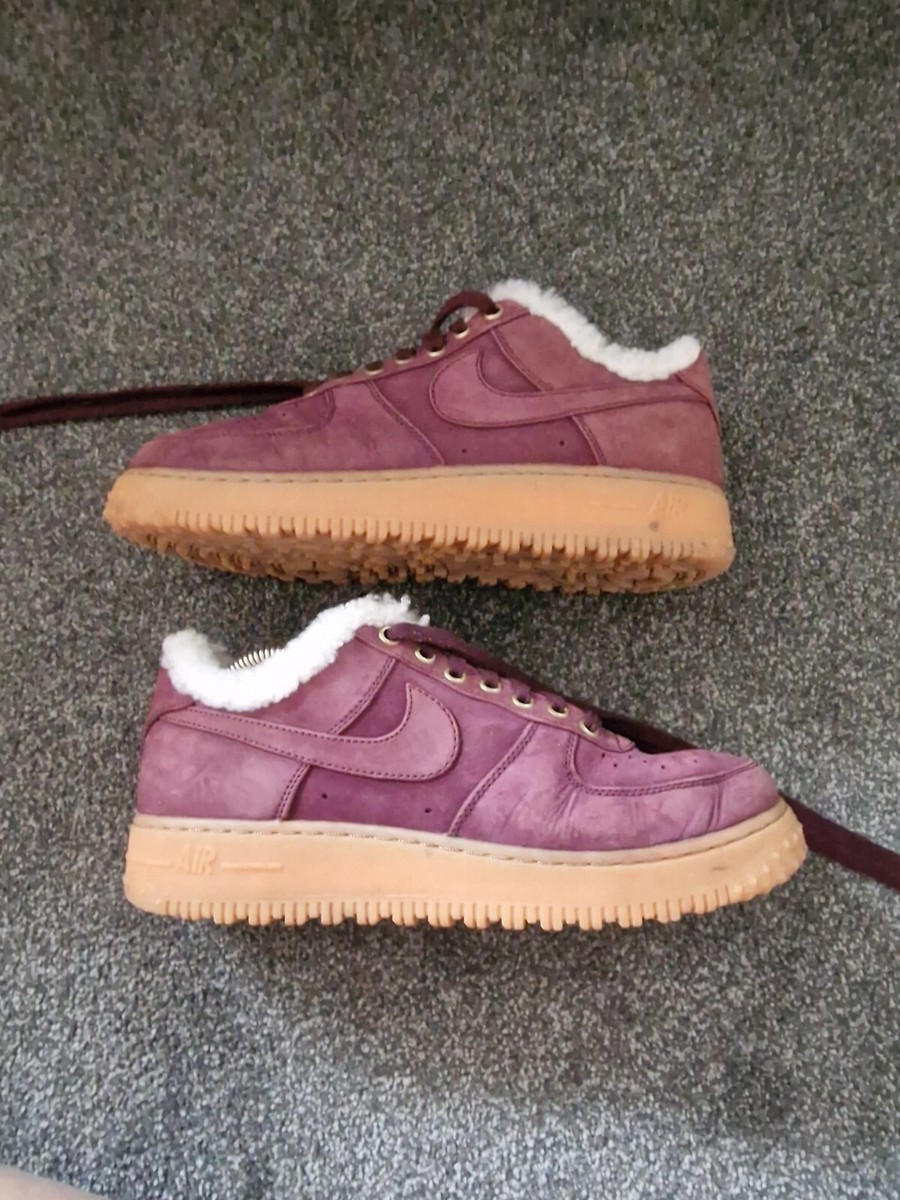 NIKE Air Force Premium Winter Burgundy Crush Trainers Fur Lined - Main Image