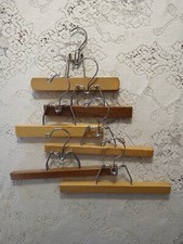 Mixed Lot 6 Vintage Wood Clamp Pants Skirt Hangers Windsor  Unbranded