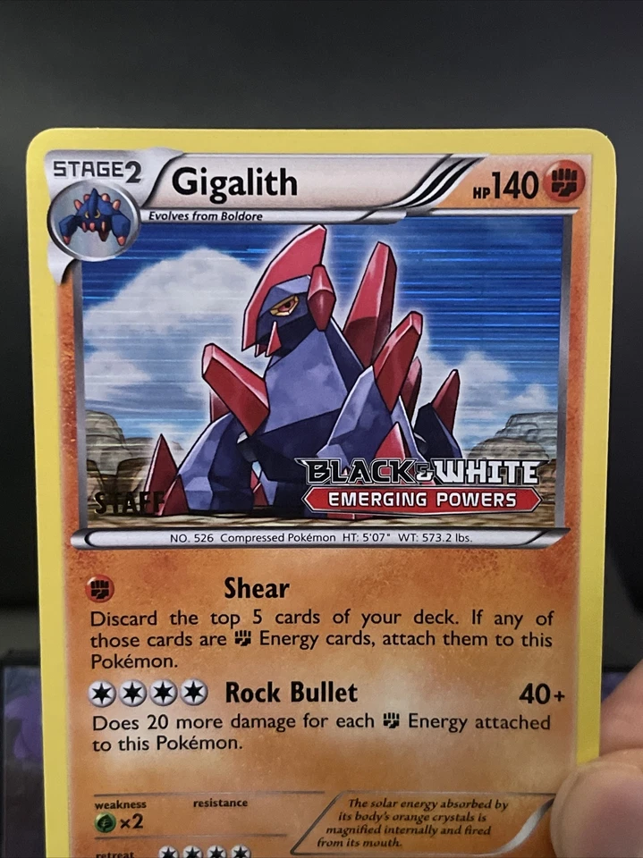 Pokemon Card Gigalith 53/98 STAFF STAMPED Emerging Powers Prerelease Promo NM - Image 2 of 4