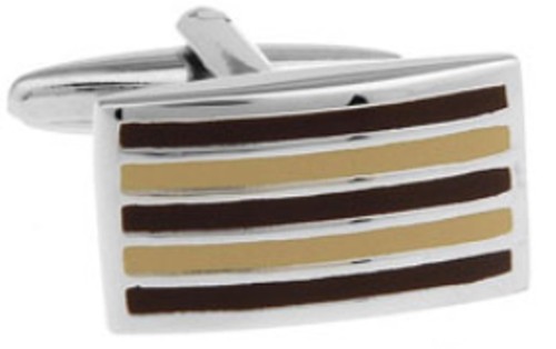 Classical Traditional Brown Stripe Mens Gift Office Cuff Links CUFFLINKS DIRECT - Picture 3 of 11