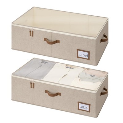 2 PCS Under Bed Storage Bins 10 Inch 77L Clothes Organizer Container Lid