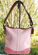 Coach MEDIUM 10944 Vintage Pink Soho Signature C Canvas Suede Trim Bag