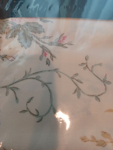 Ralph Lauren Twin Flat Sheet Cream Floral Rose Wisteria Blue Ribbon Vines Vintag - Picture 3 of 13