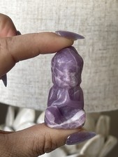 Natural Purple Lepidolite Buddha Carving Small Crystal Figurine Calming Stone
