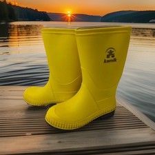 KAMIK Rain Boots CHILDs Waterproof Yellow Size 6 Round Toe Pull up