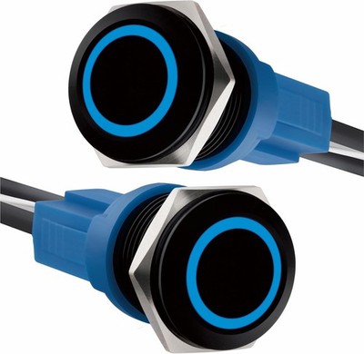 12V 24V DC 20A Blue LED Momentary Push Button Switch 16mm 0.63 Hole Aluminum