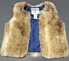 Oshkosh B'Gosh Faux Fur Vest Sz 24M Sleeveless Shaggy Jacket Vest Brown Boho