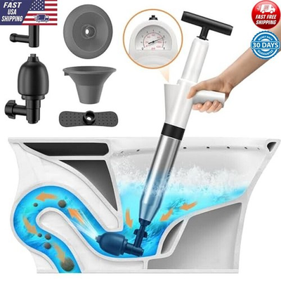 #ad #ad High Pressure Toilet Plunger Drain Clog Remover W Real Time Barometer New $38.67