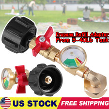 Propane Refill Adapter with Control Valve Gauge Fill 1Lb Bottle From 5-40Lb Tank