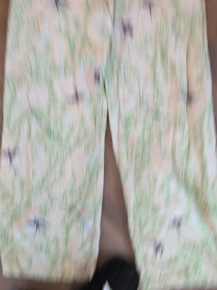 E by Eloise Anthropologie Sz S Lounge Silk PJ Pants Pajamas Sparrow Birds Floral - Image 4 of 4
